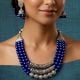 Handcrafted Blue Glass Bead Alloy Necklace